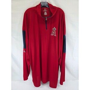 Majestic MLB Los Angeles Angels Red Status Inquiry Quarter-Zip Men's 5XLT Big Ta